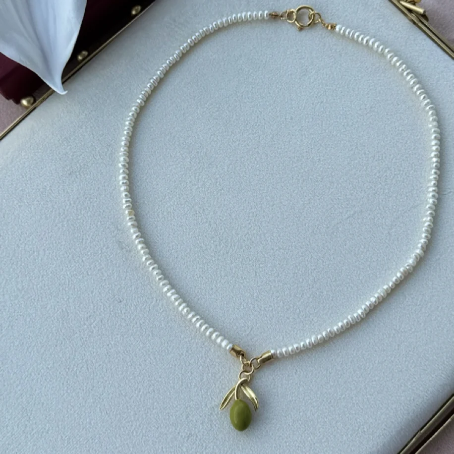 Kum İnci Olive Kolye